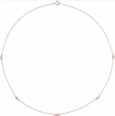 14K Rose 1/4 CTW Diamond 5-Station 18" Necklace