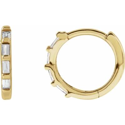 14K Yellow 1/10 CTW Diamond Hinged Hoop Earrings