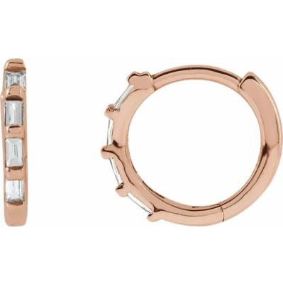 14K Rose 1/10 CTW Diamond Hinged Hoop Earrings