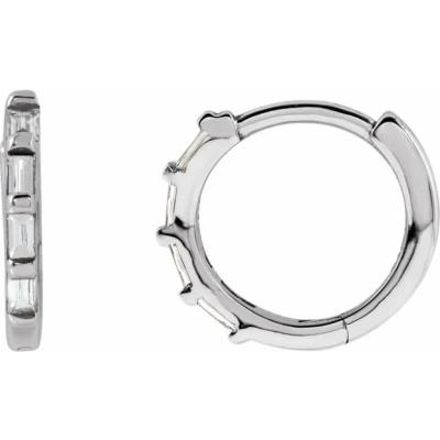 Sterling Silver 1/10 CTW Diamond Hinged Hoop Earrings