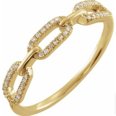 14K Yellow 1/6 CTW Diamond Chain Link Ring