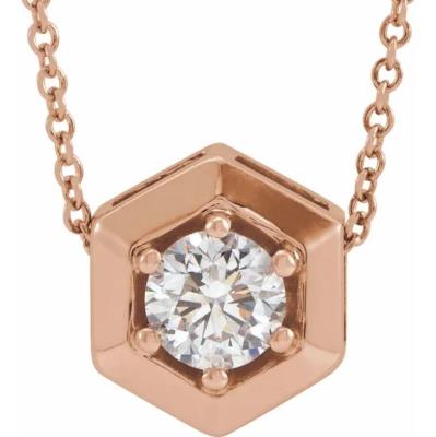 14K Rose 1/2 CT Lab-Grown Diamond Geometric 16-18" Necklace