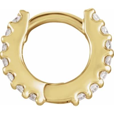 14K Yellow 1/6 CTW Diamond Hinged 12.6 mm Hoop Single Earring