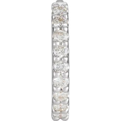 14K White 1/6 CTW Diamond Hinged 12.6 mm Hoop Single Earring