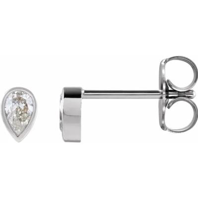 14K White 1/5 CTW Diamond Micro Bezel-Set Earrings