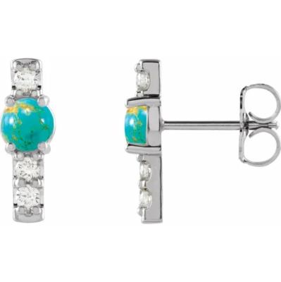 Platinum Turquoise & 1/5 CTW Diamond Bar Earrings