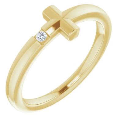 Baby/Youth 14K Yellow Gold .015 CTW Diamond Youth Cross Ring