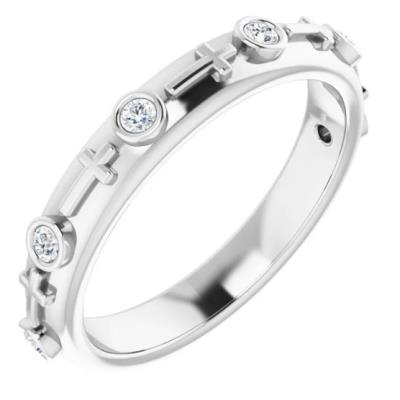 Ladies 14K White 1/8 CTW Diamond Cross Ring  