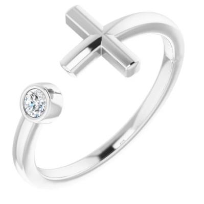 Ladies 14K White .06 CTW Diamond Negative Space Cross Ring 