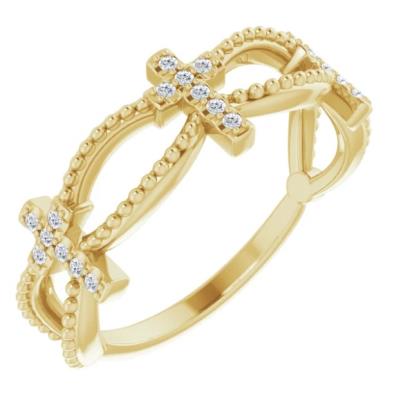 Ladies 14K Yellow Gold .08 CTW Diamond Stackable Cross Ring  