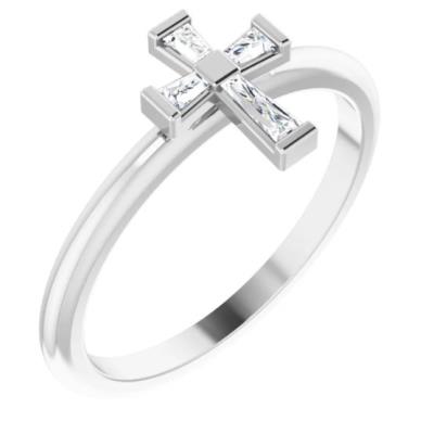 Ladies 14K White 1/10 CTW Diamond Stackable Cross Ring