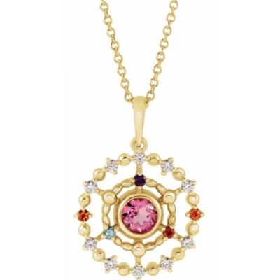 14K Yellow 3-stone 16-18" Family Necklace Mounting
